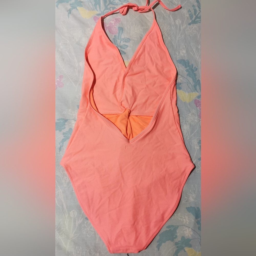 Aerie.Coral Halter Neck Swimsuit - Picture 2 of 3